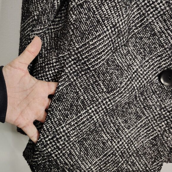 New! TALBOTS Wool Black Metallic 16 XL Women's Lightweight Button-Up Jacket Coat - Picture 3 of 8